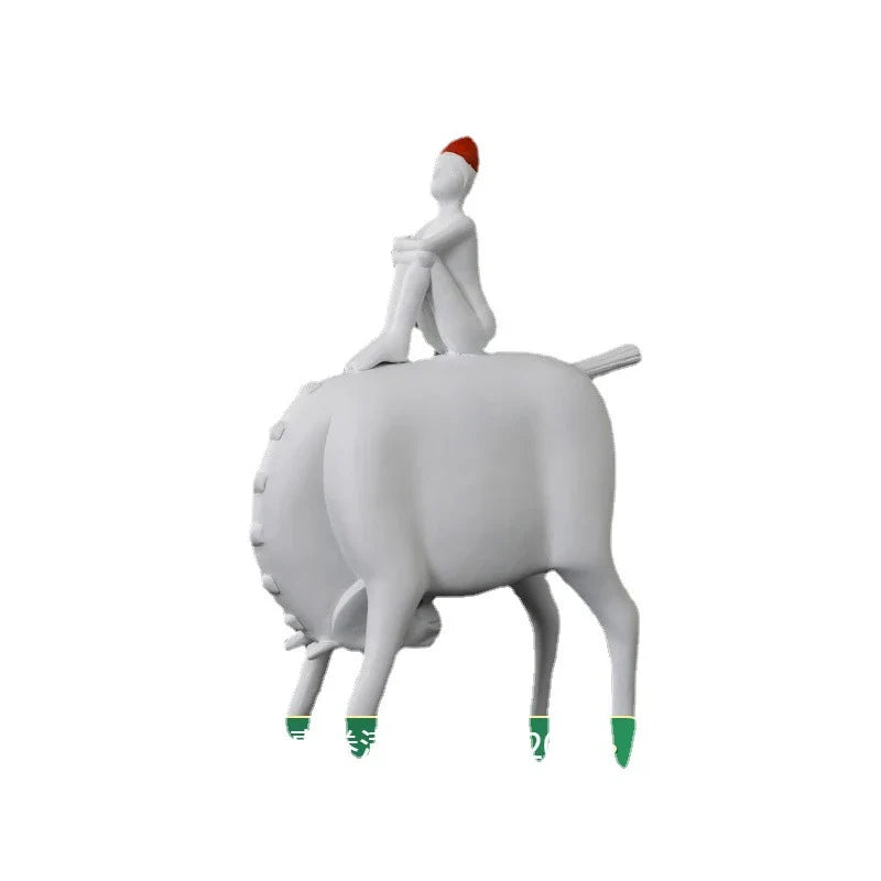 A charming white resin animal-inspired ornament for children's room decor