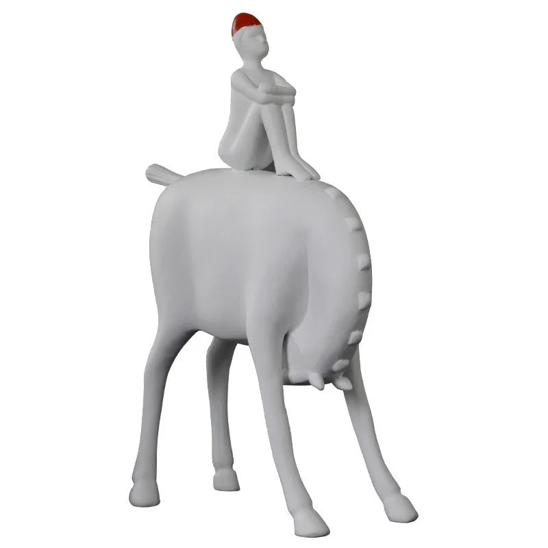 A charming white resin animal-inspired ornament for children's room decor