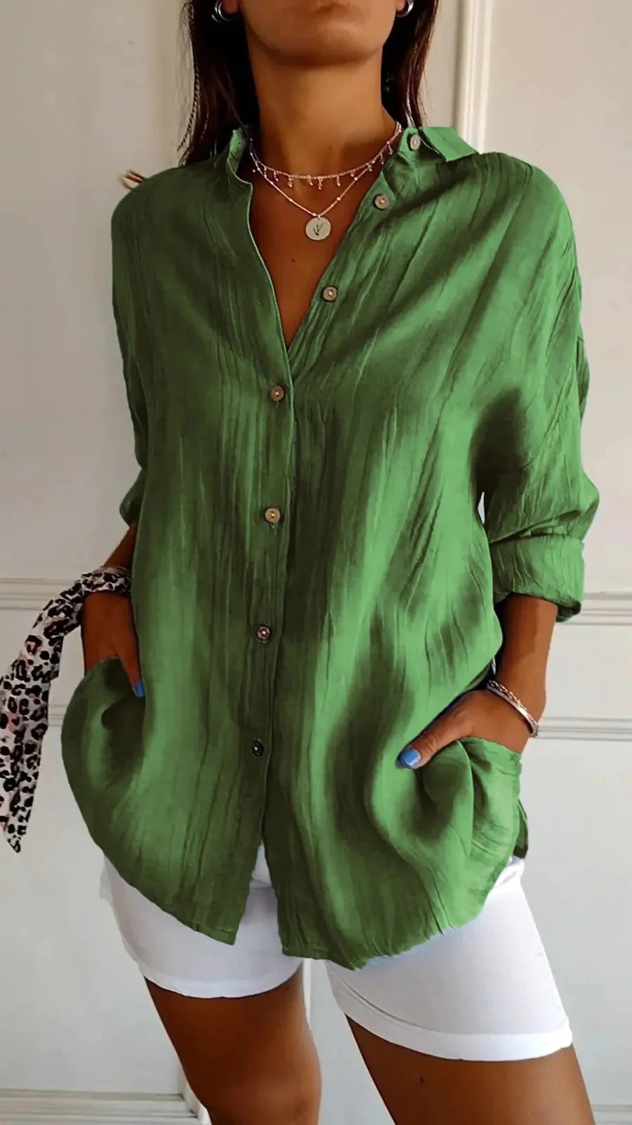 Stylish Women's Long Sleeve Pleated Shirt in various colours