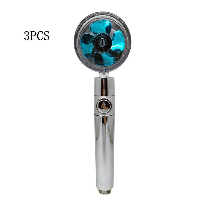 A high-pressure handheld shower head with a turbo-charged water flow and a cotton filter for a luxurious, spa-like bathing experience.