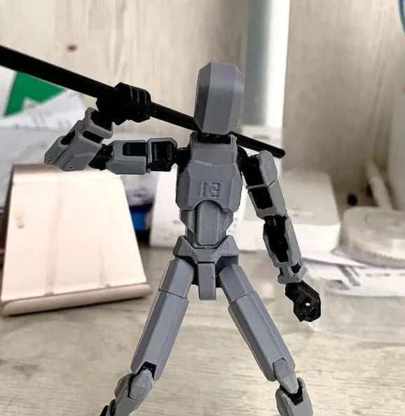 Customizable 3D printed multi-jointed action figure robot toy in various vibrant colors