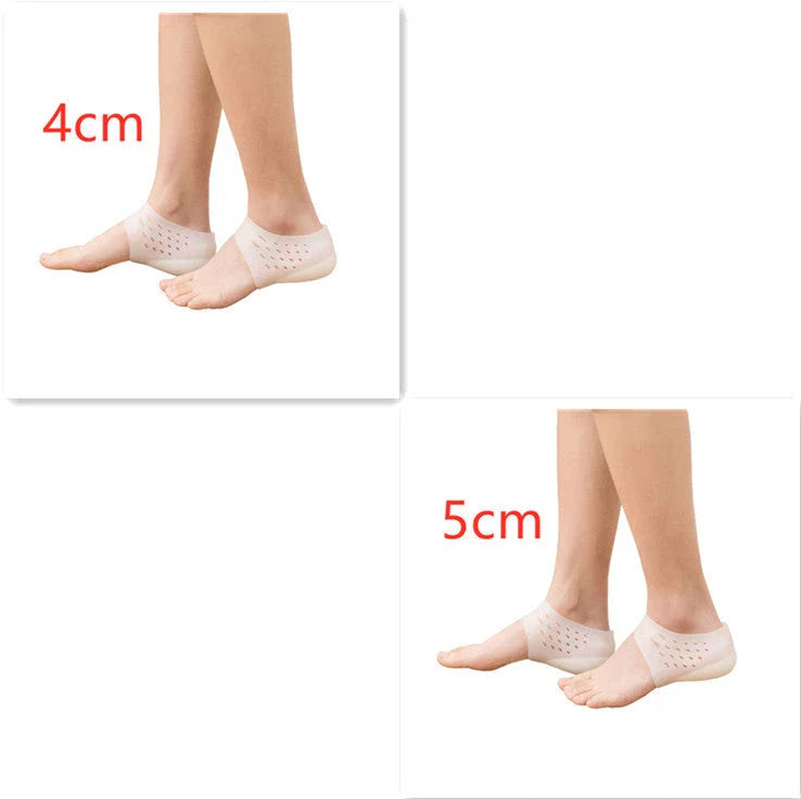 Discreet silicone heel height booster insoles in various colours and sizes for men and women