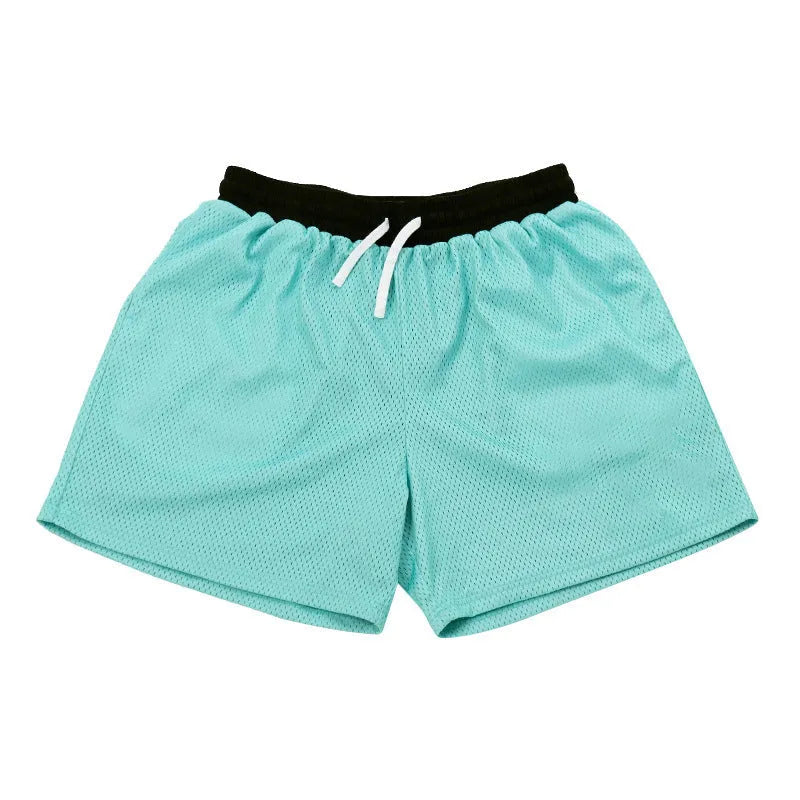 Men's black mesh athletic shorts with quick-dry fabric for running and fitness training