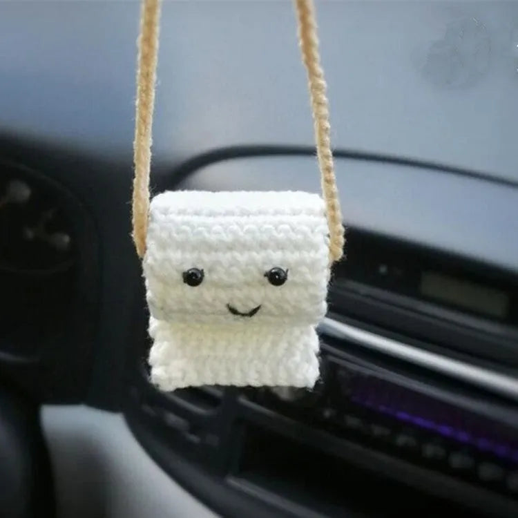 Plush hand-woven car hanging ornament with Halloween cartoon character design