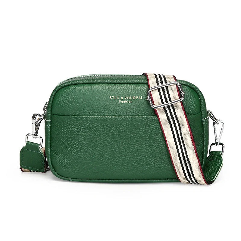 Stylish cowhide shoulder messenger bag with adjustable strap in various colours