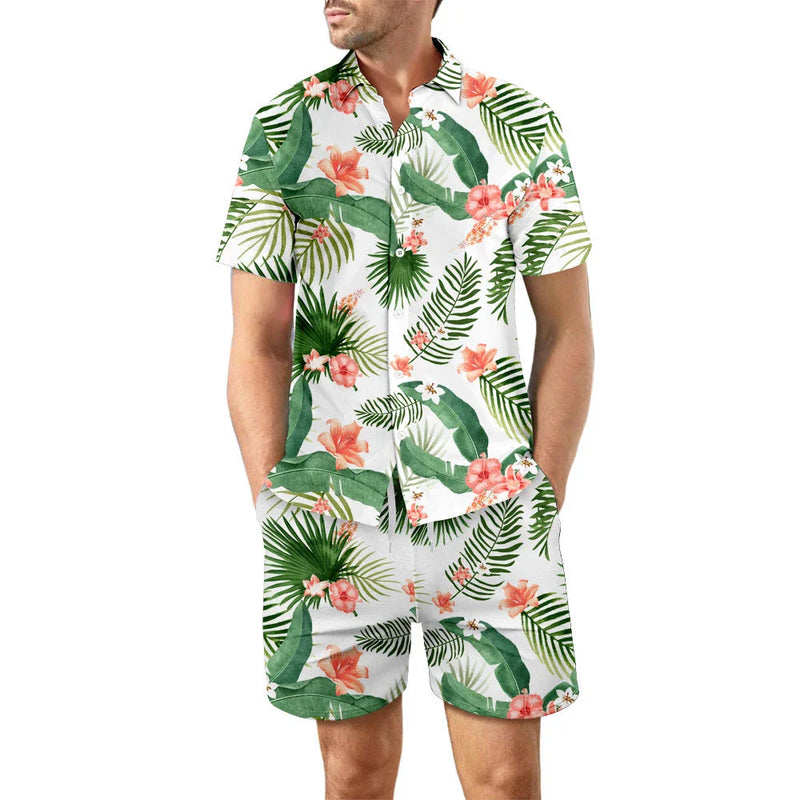Stylish Printed Beach Shirt and Shorts Set for Men
