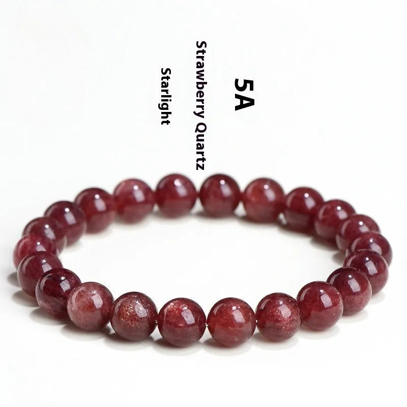 Natural strawberry quartz bracelet with geometric beads in starlight red colour.