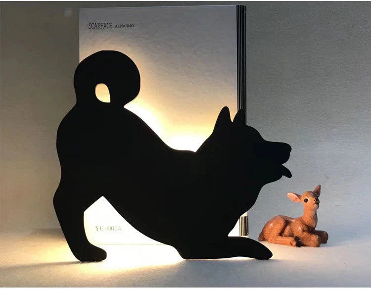 A stylish cat-themed LED lamp that automatically lights up when it detects sound, creating a cozy, ambient glow in a room.