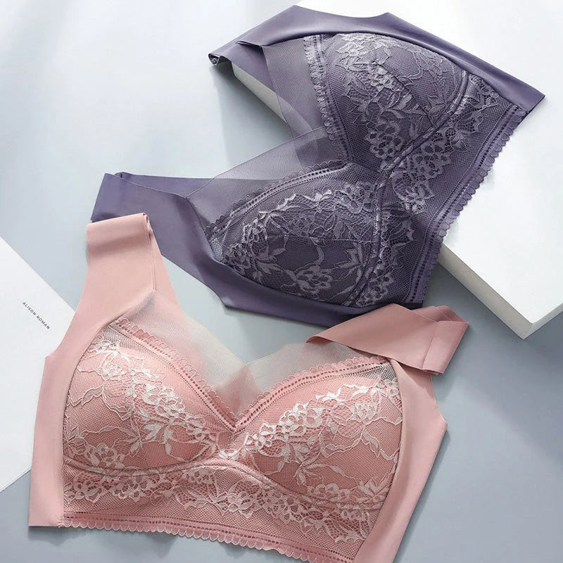 Ladies' Summer Ice Silk Seamless Bras in various colors and sizes