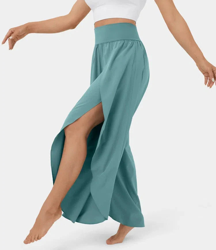 Women's summer high waist loose split yoga pants in various colours