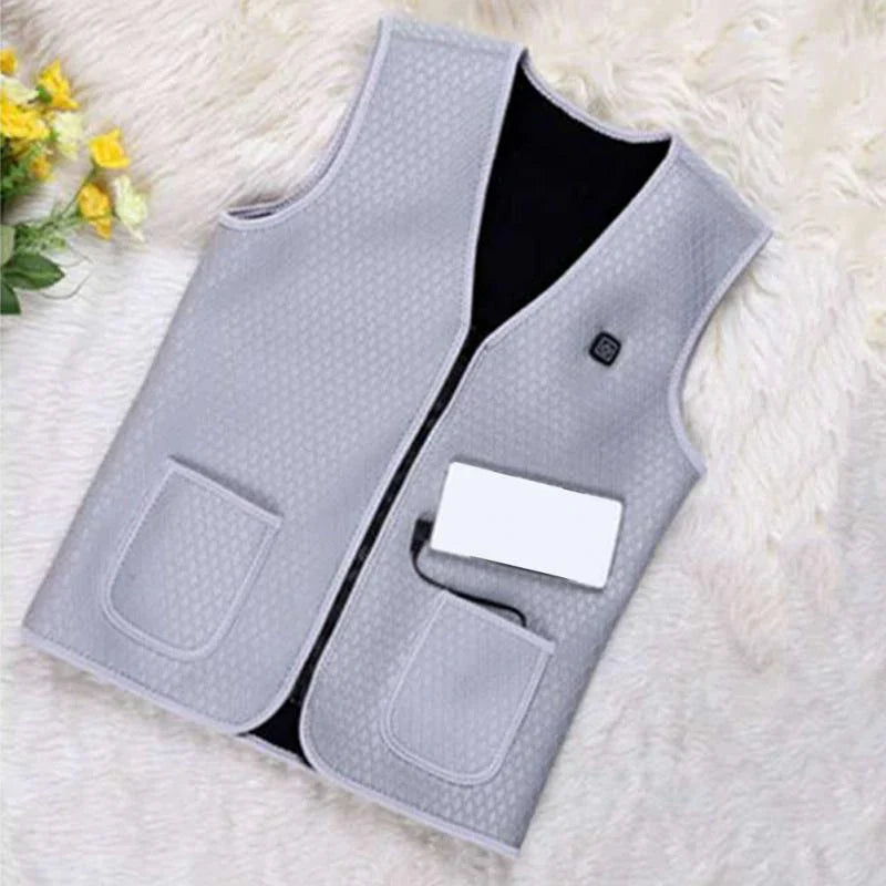 Outdoor heated vest for riding, skiing, and fishing activities with electric heating technology and durable construction