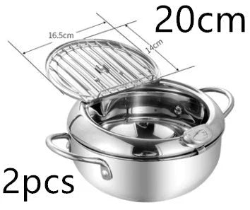 Stainless Steel Telescopic Frying Basket with Removable Thermometer for Precise Temperature Control and Easy Frying