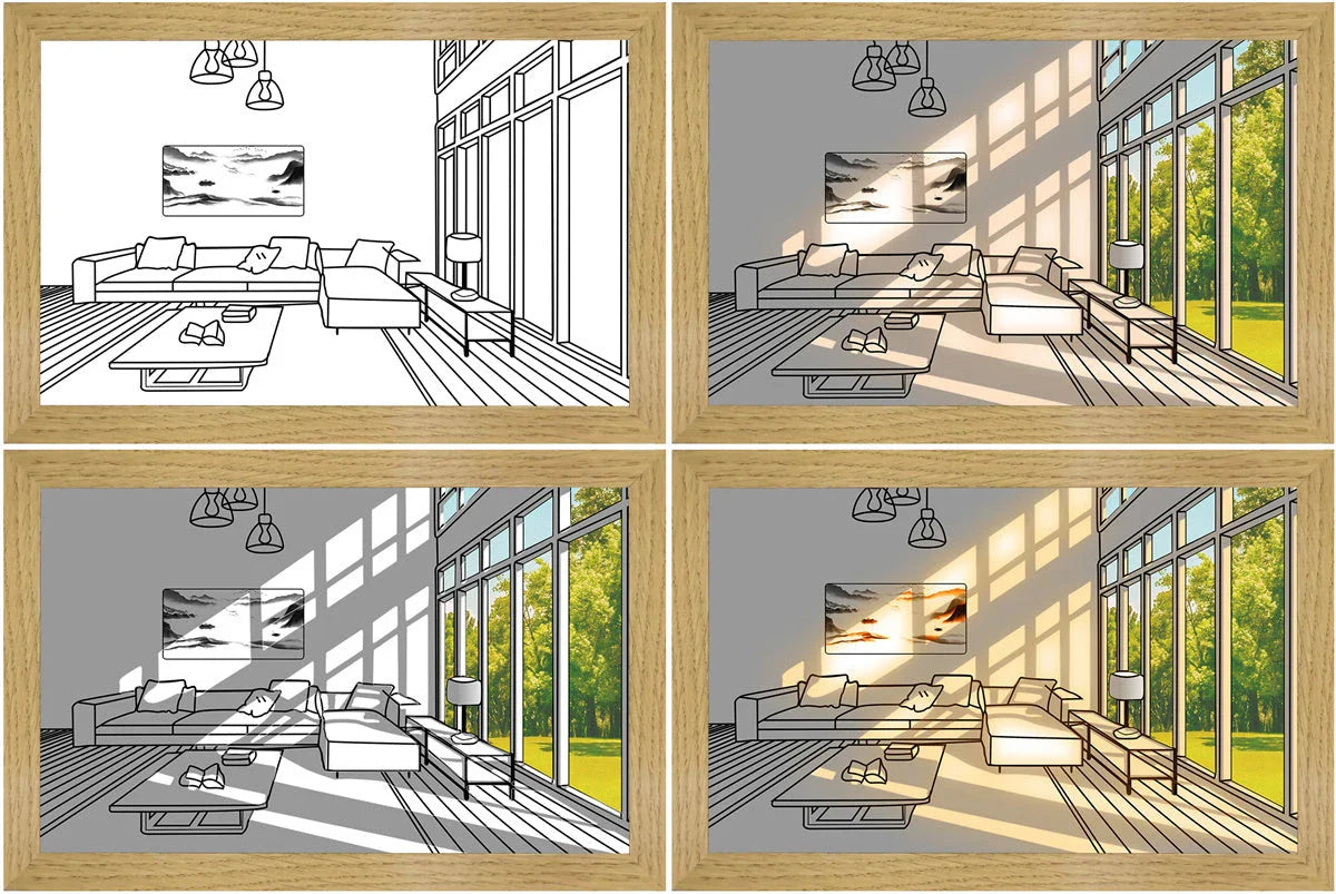 Illuminated picture frame with LED lights creating a mesmerizing display of art and ambiance