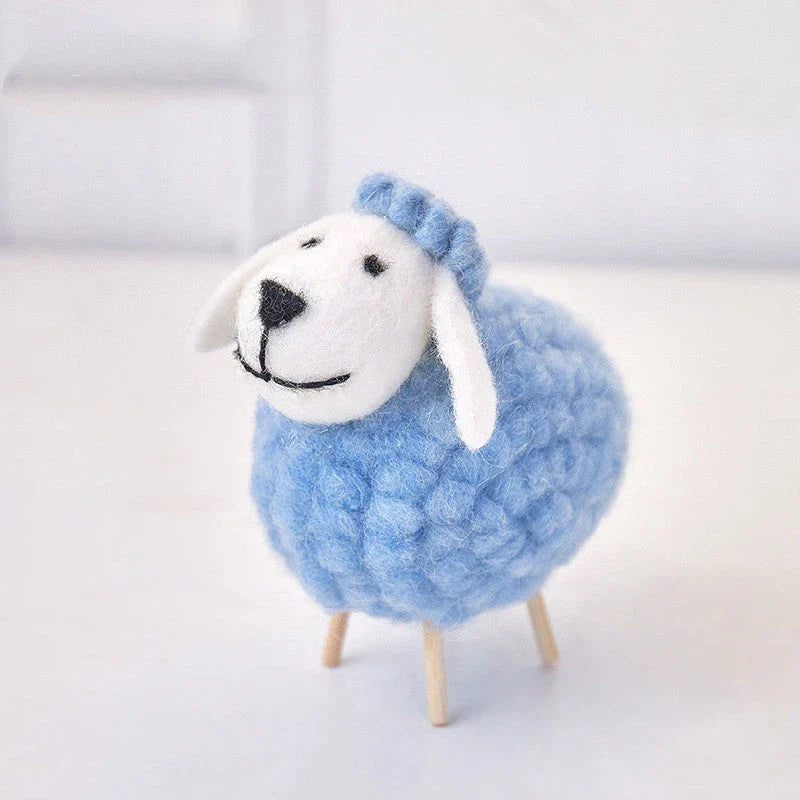 Plush sheep figurines in various colors and sizes, perfect for home decoration and gifting