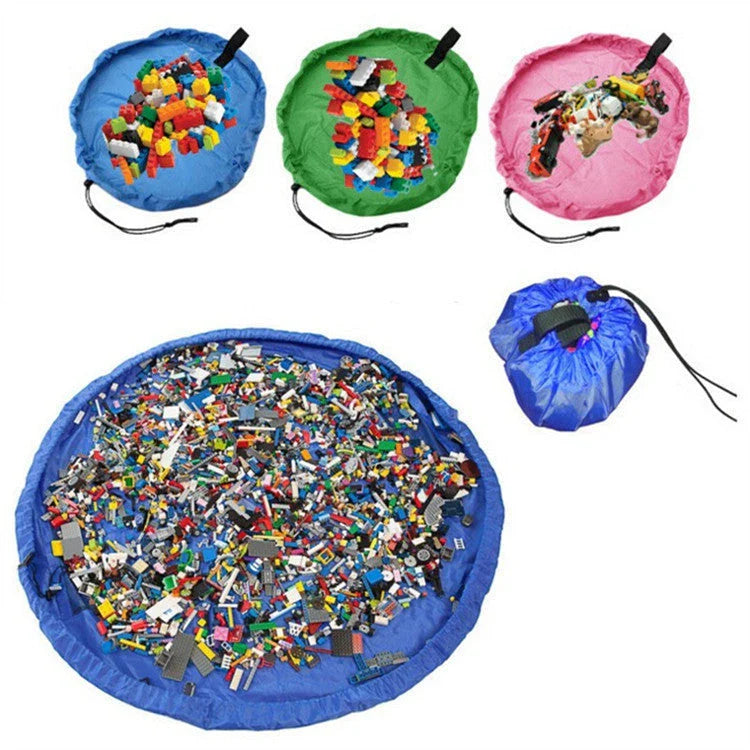 Durable and waterproof toy storage bags in various colors, perfect for travel, picnics, and everyday use.
