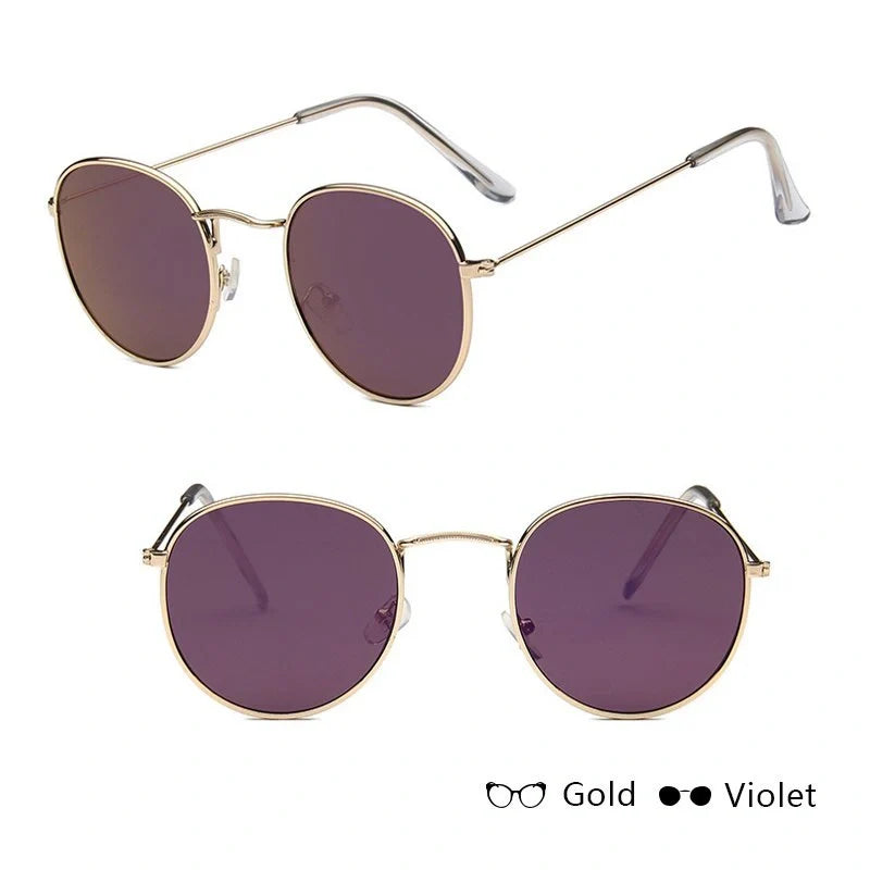 Stylish retro sunglasses for women with metal frame and glass lenses