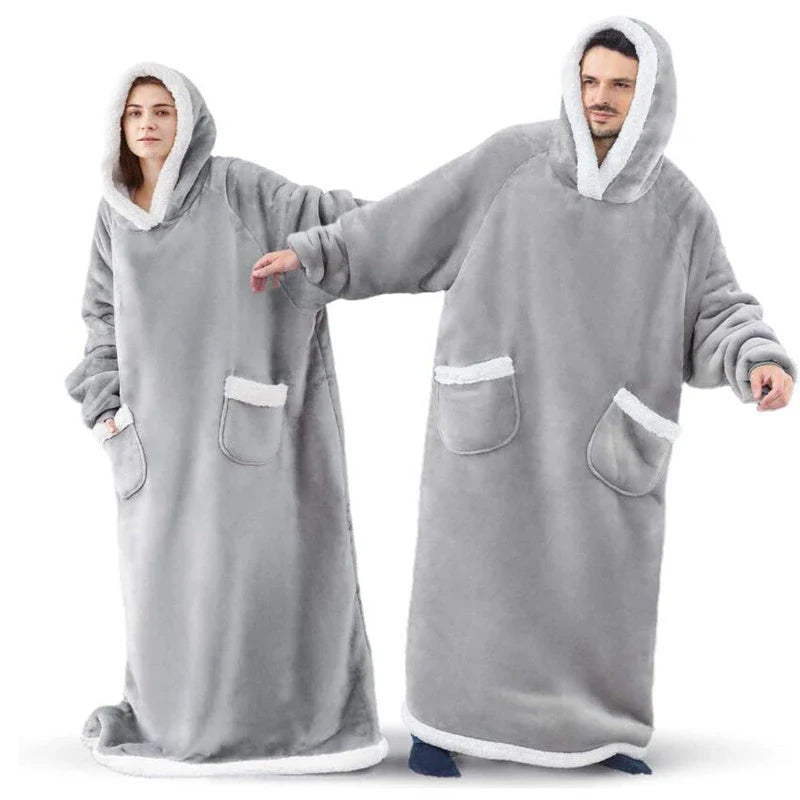 Cozy TV Hoodie Blanket in various colors, including pink, black, navy blue, wine red, and grey, with convenient pockets for relaxing at home