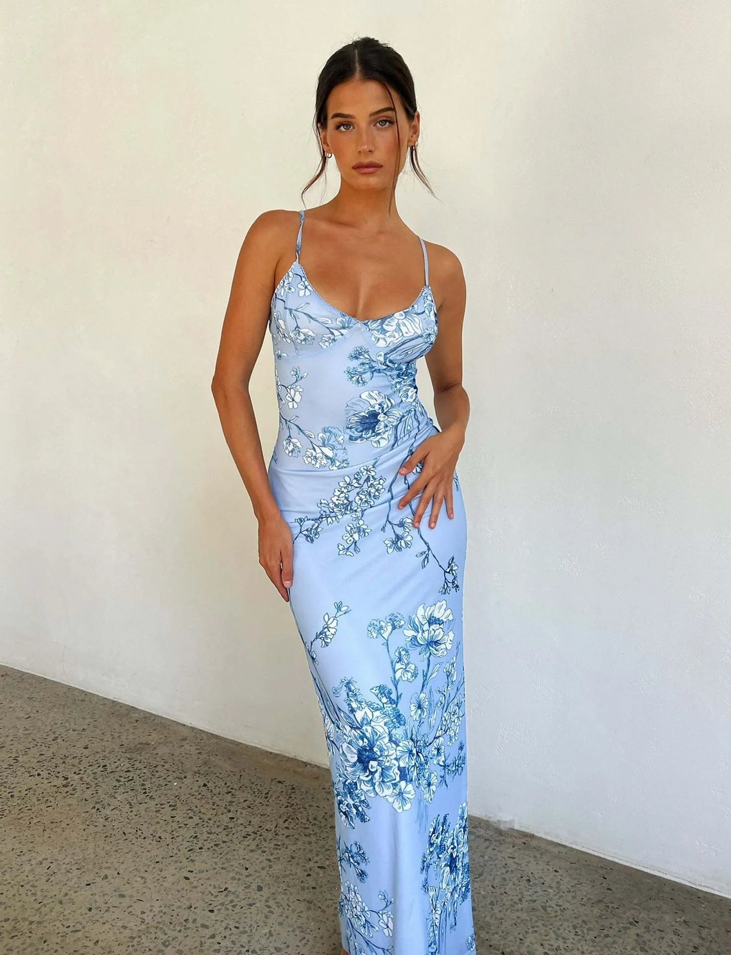 Y2K floral print summer slip dress for women in various colours