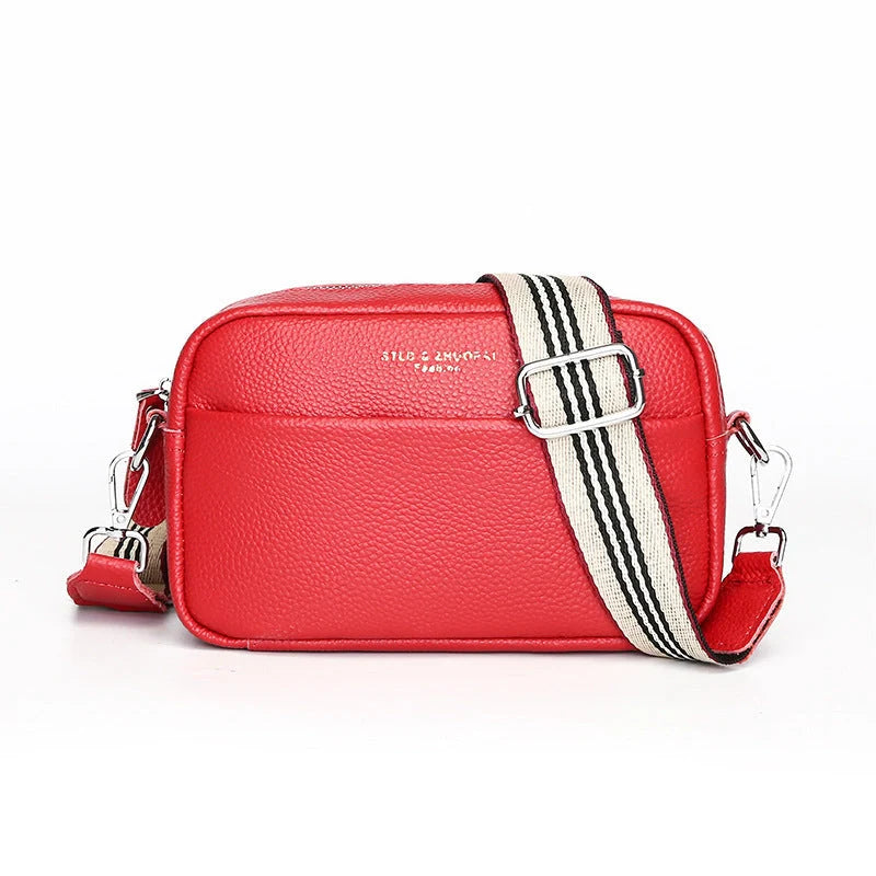 Stylish cowhide shoulder messenger bag with adjustable strap in various colours