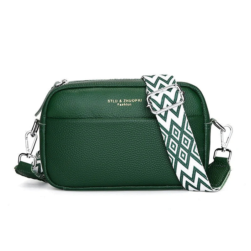 Stylish cowhide shoulder messenger bag with adjustable strap in various colours