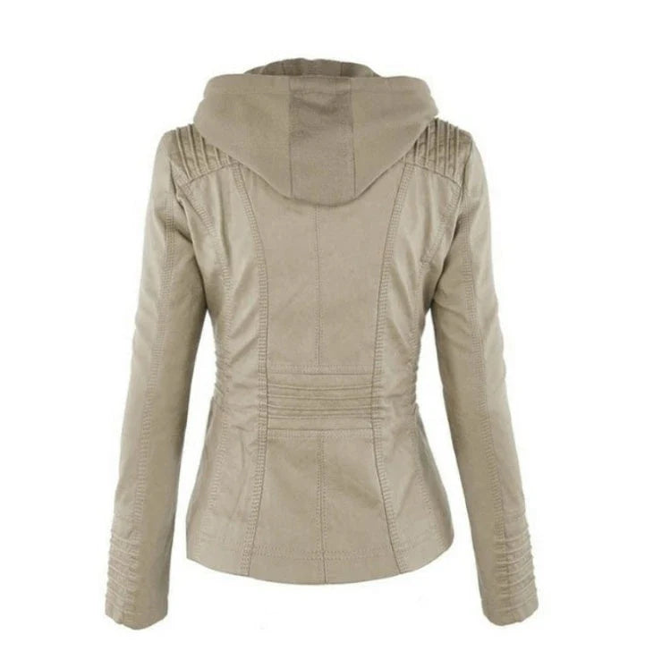 Stylish Detachable Hooded Jacket with Pockets - Casual Autumn/Winter Coat for Women in Various Colors