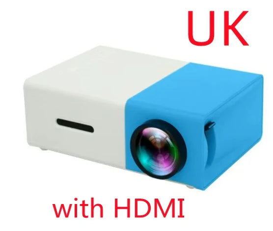 Compact 1080p HD home cinema projector with versatile connectivity and adjustable display settings