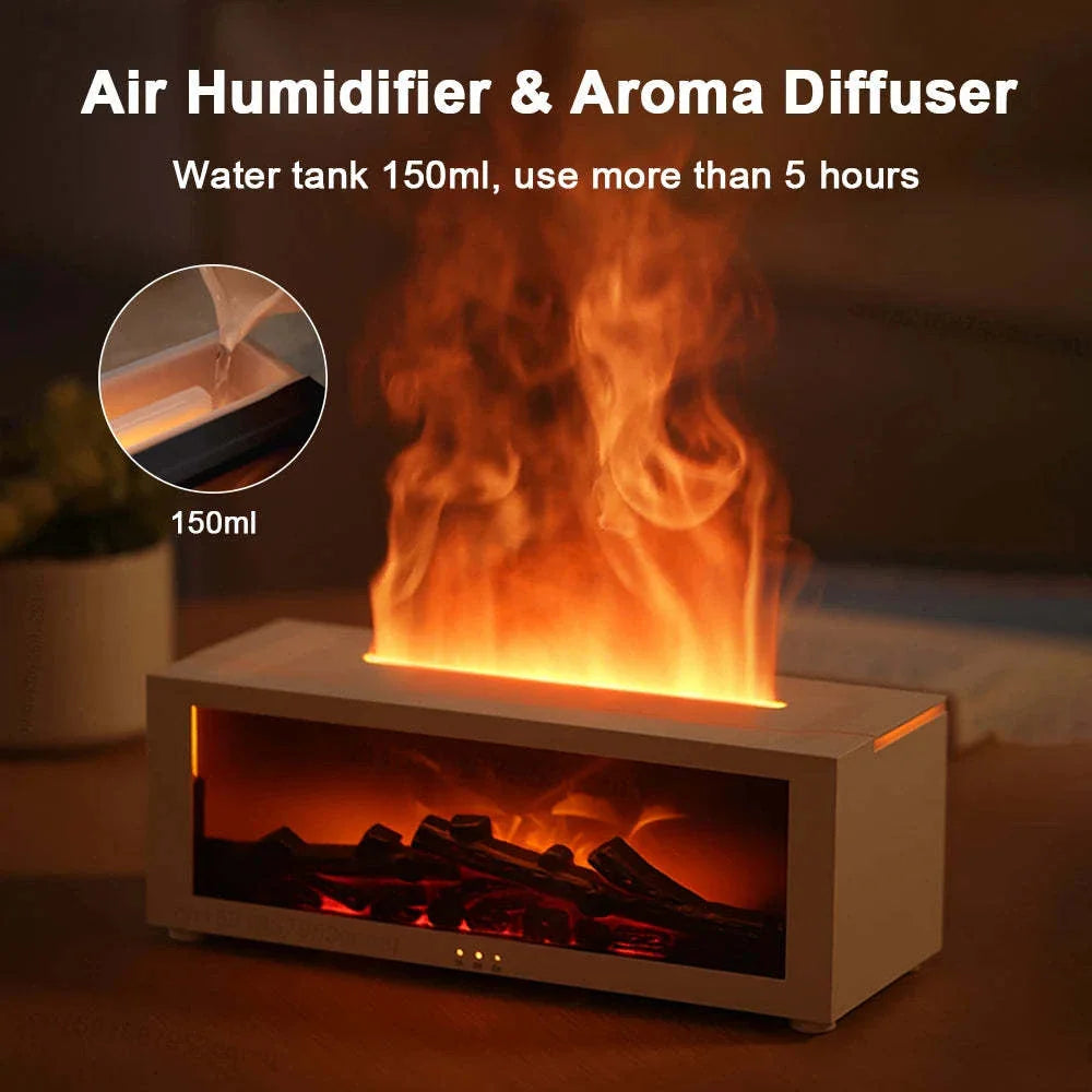 3D Flame Aromatherapy Diffuser with Realistic Flame Effect and Ambient Lighting