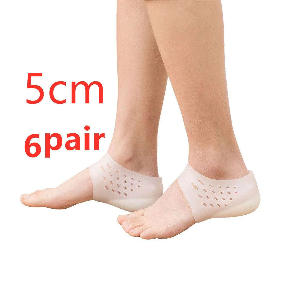 Discreet silicone heel height booster insoles in various colours and sizes for men and women