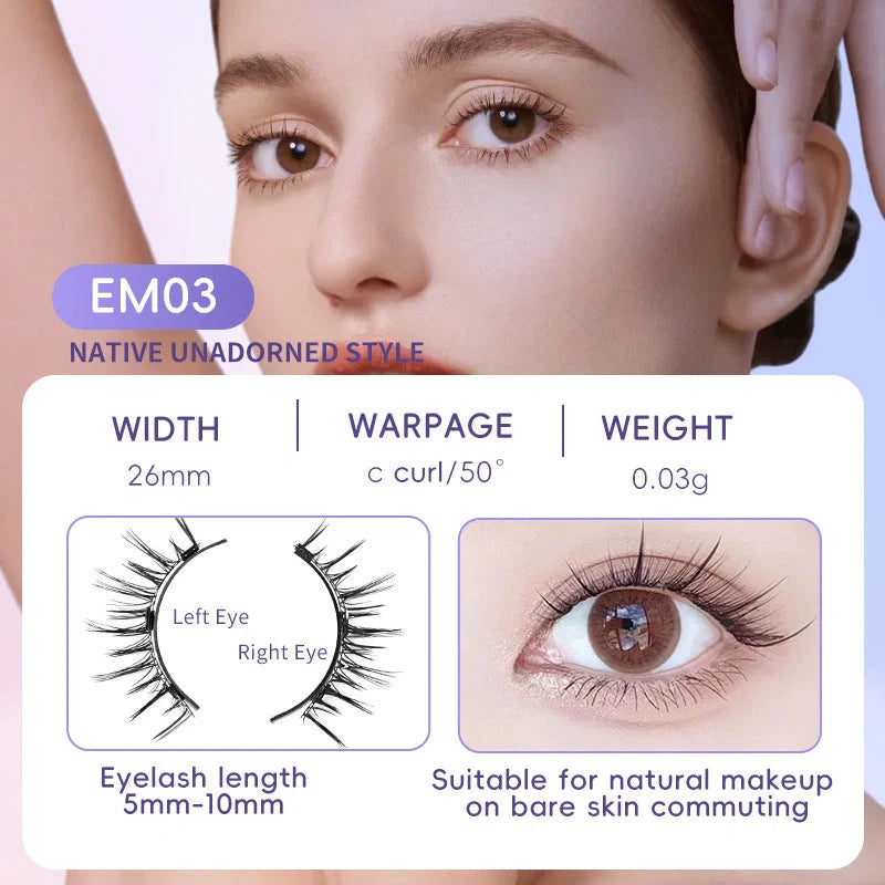 Luxurious magnetic suction false eyelashes in super soft mink hair for a natural look