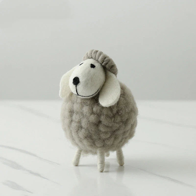 Plush sheep figurines in various colors and sizes, perfect for home decoration and gifting