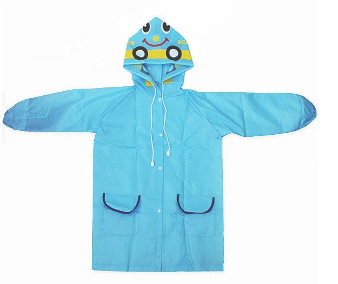 Children's rain coat made of Oxford cloth in various vibrant colours and whimsical patterns, perfect for keeping little ones dry and stylish in British weather