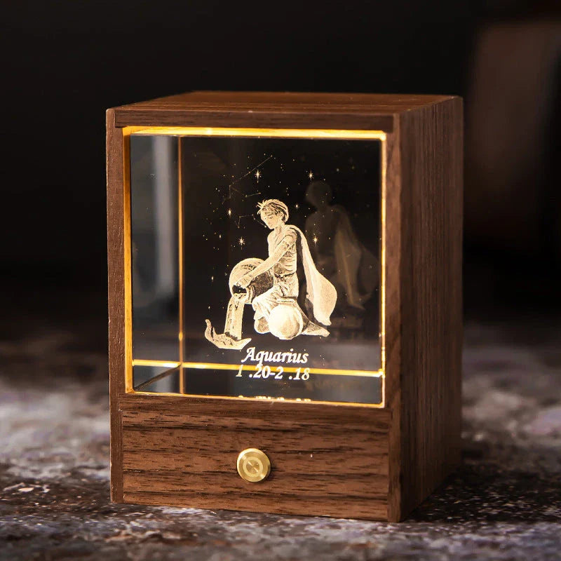 Dazzling Constellation Table Lamp with Premium Black Walnut and K9 Crystal Design