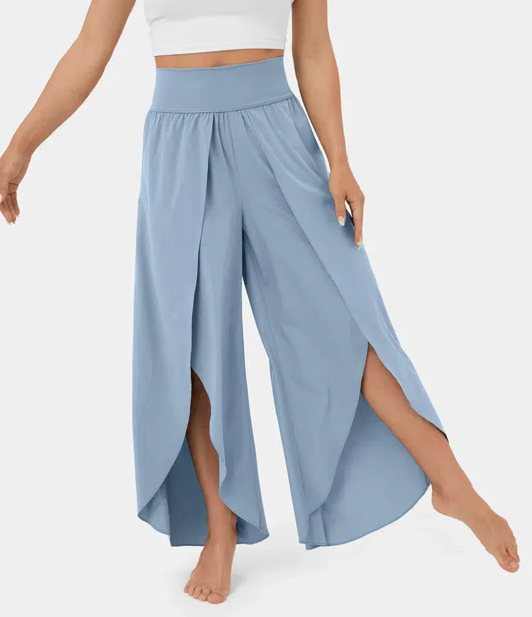 Women's summer high waist loose split yoga pants in various colours