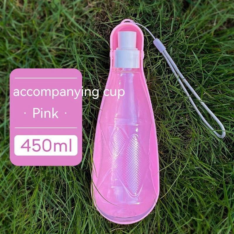 Portable folding dog water bottle with large 550ml capacity, available in multiple vibrant colors