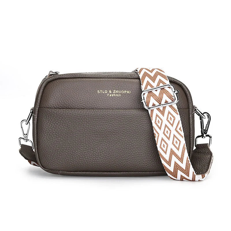 Stylish cowhide shoulder messenger bag with adjustable strap in various colours