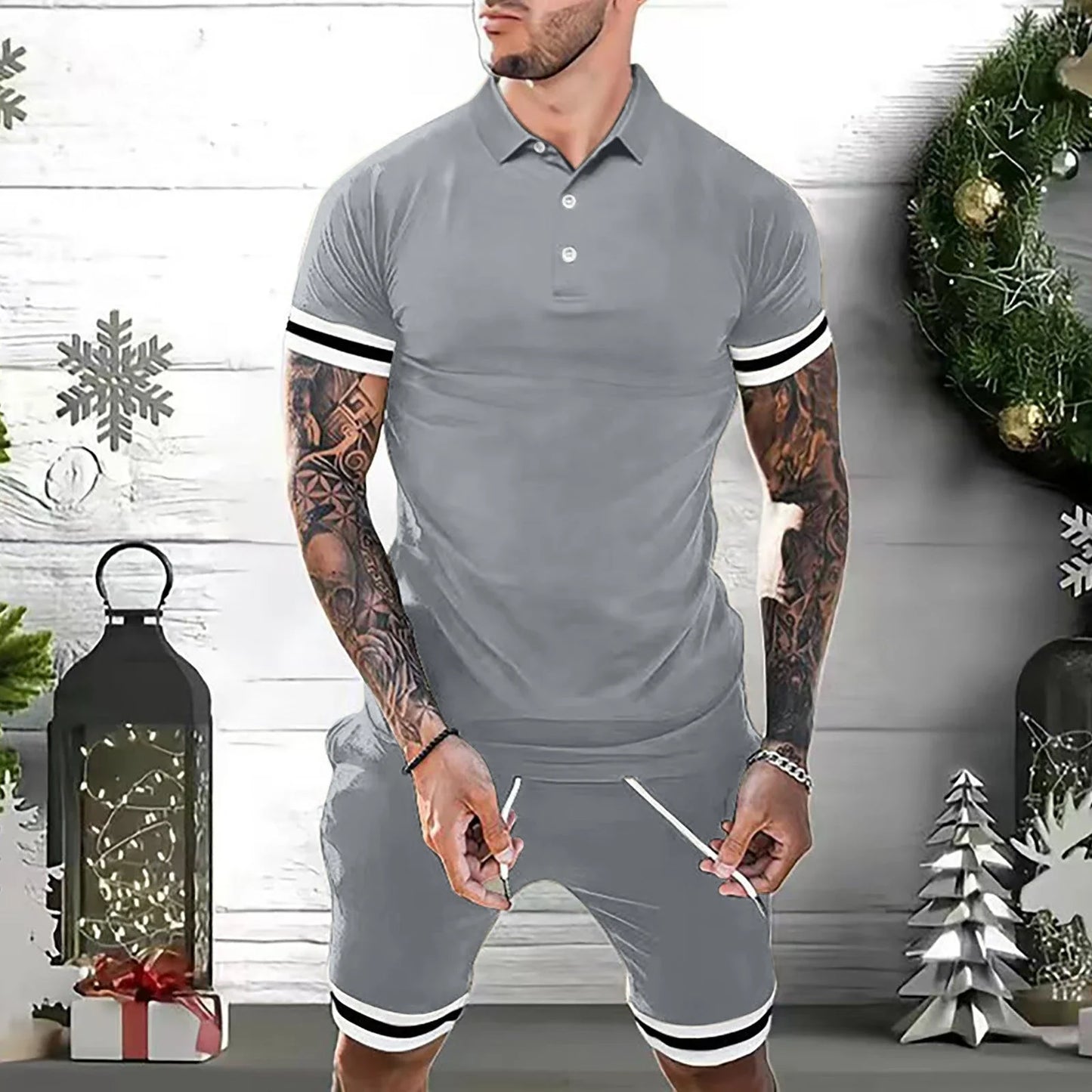 Versatile men's casual 2-piece tracksuit set in various colors and sizes