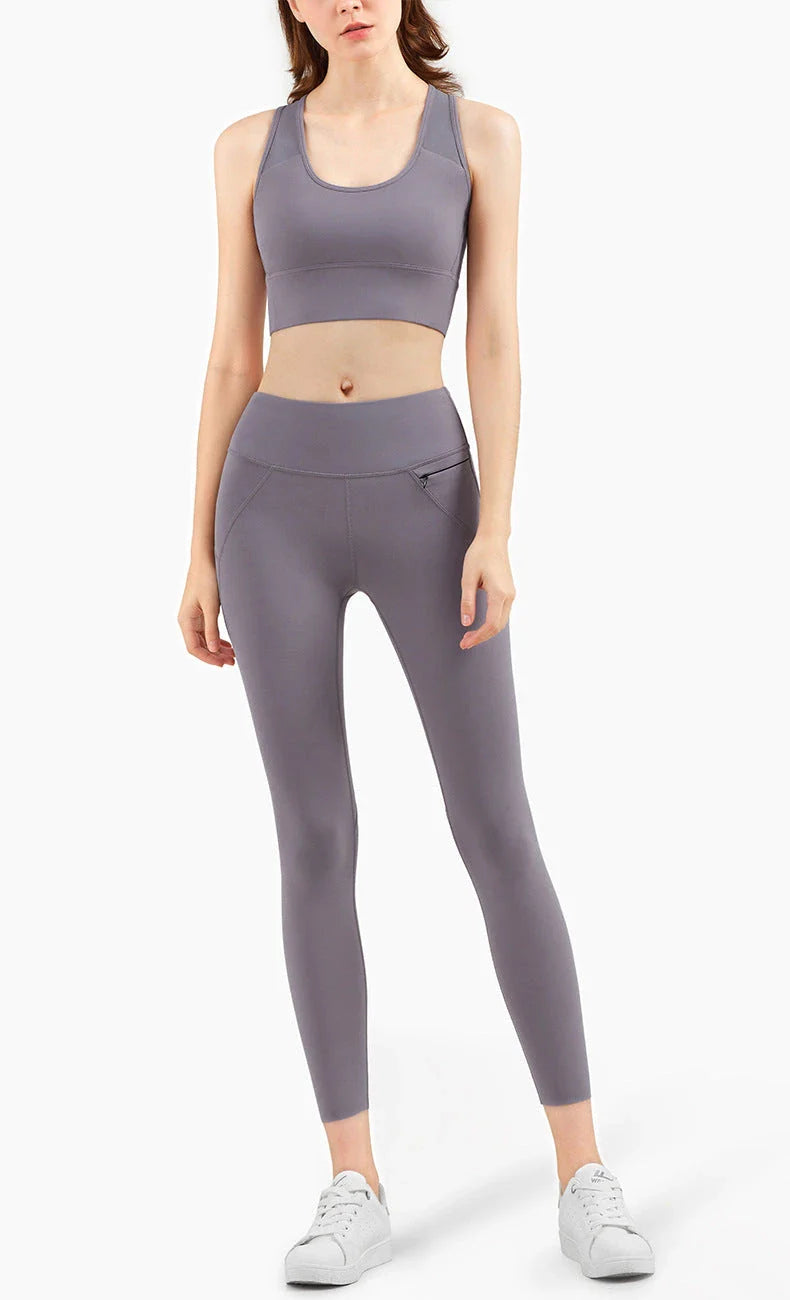 Soft, supportive sports bra with padded cups, V-back design, and moisture-wicking fabric for active women