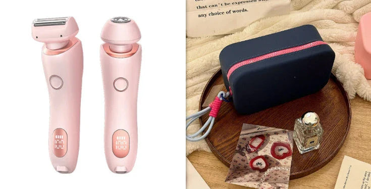 Rechargeable electric shaver for women with dual-head design for whole-body and precision hair removal