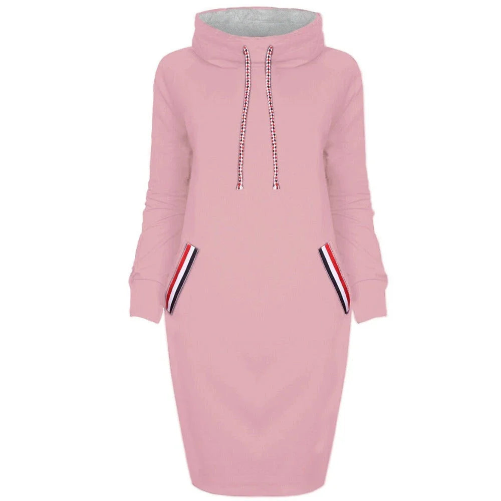 A high-collar long sleeve dress in various colors for casual and party wear