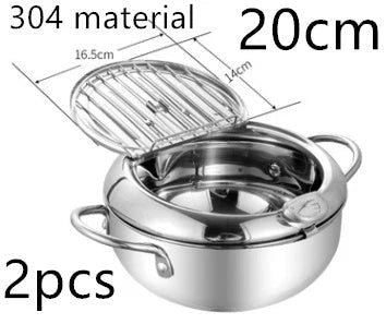 Stainless Steel Telescopic Frying Basket with Removable Thermometer for Precise Temperature Control and Easy Frying