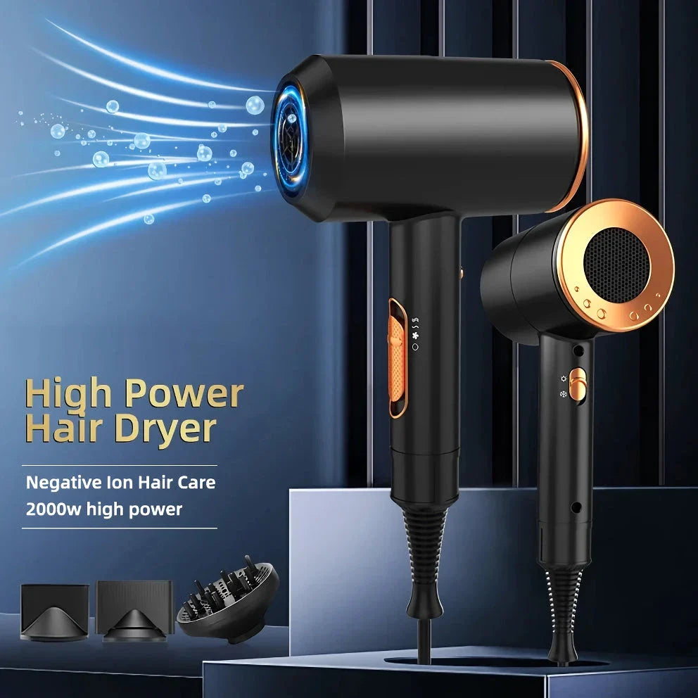 High-speed negative ion hair dryer with diffuser for fast, frizz-free drying and salon-quality results