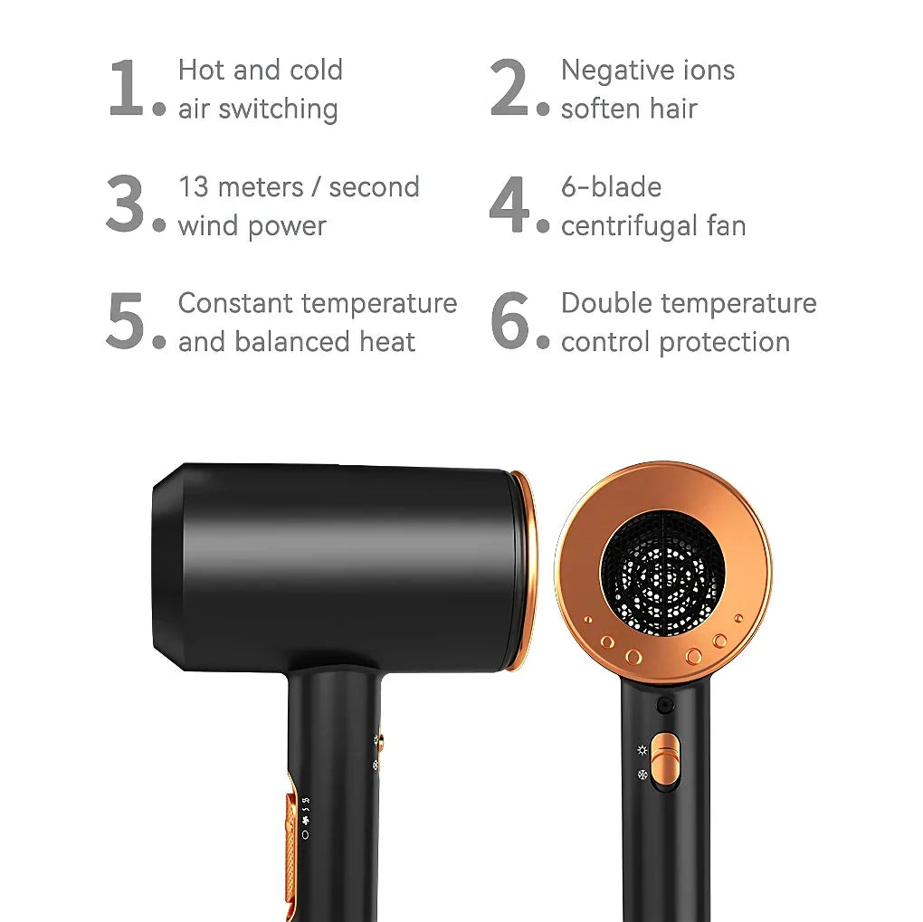 High-speed negative ion hair dryer with diffuser for fast, frizz-free drying and salon-quality results