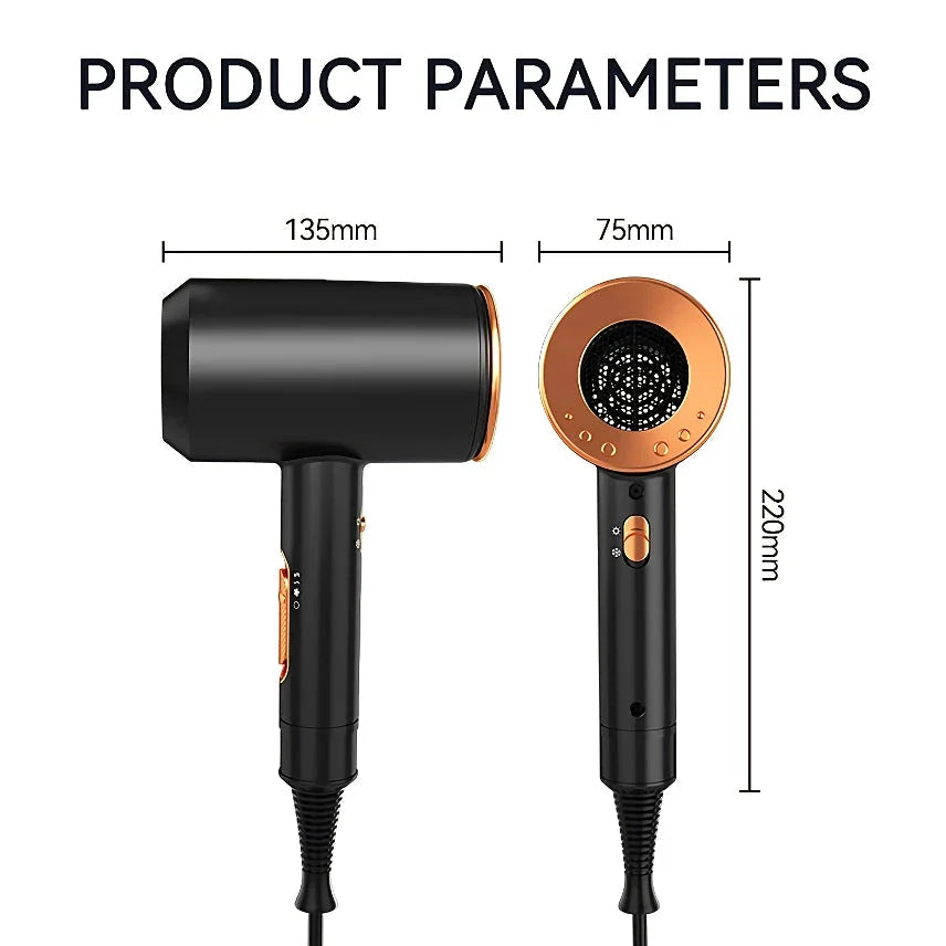 High-speed negative ion hair dryer with diffuser for fast, frizz-free drying and salon-quality results