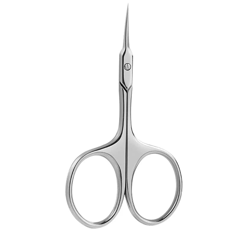 Professional stainless steel cuticle scissors with curved blades for precise trimming and grooming