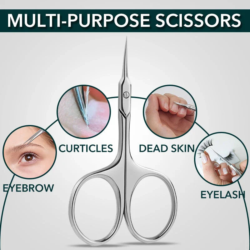 Professional stainless steel cuticle scissors with curved blades for precise trimming and grooming