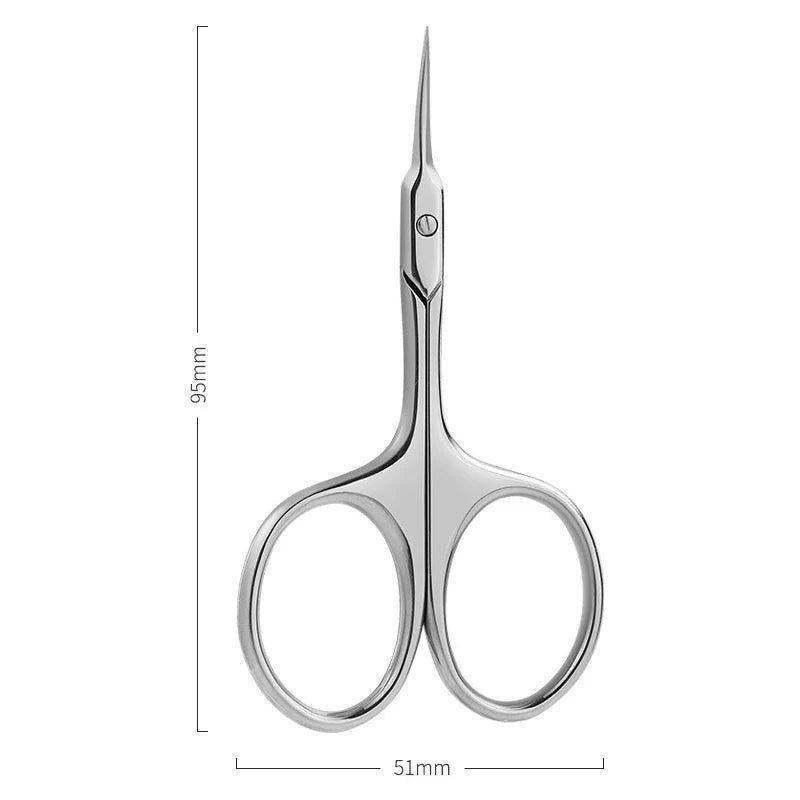 Professional stainless steel cuticle scissors with curved blades for precise trimming and grooming