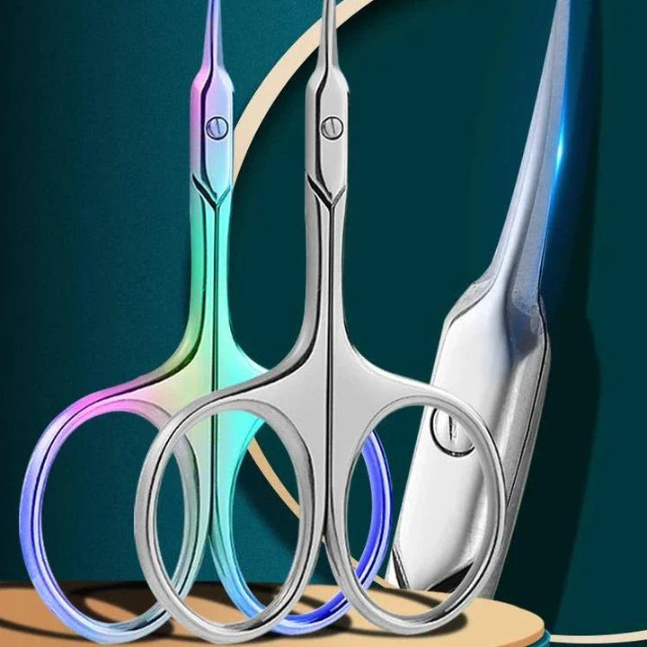 Professional stainless steel cuticle scissors with curved blades for precise trimming and grooming