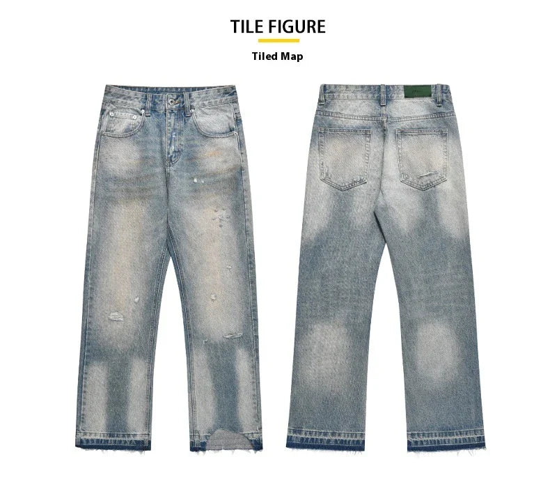 Loose, straight-leg jeans in a light blue, washed-out vintage style for men