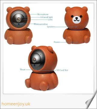 Bear Camera1080P Wifi IP Camera with Auto Tracking, IR Night Vision, and Home Security Features