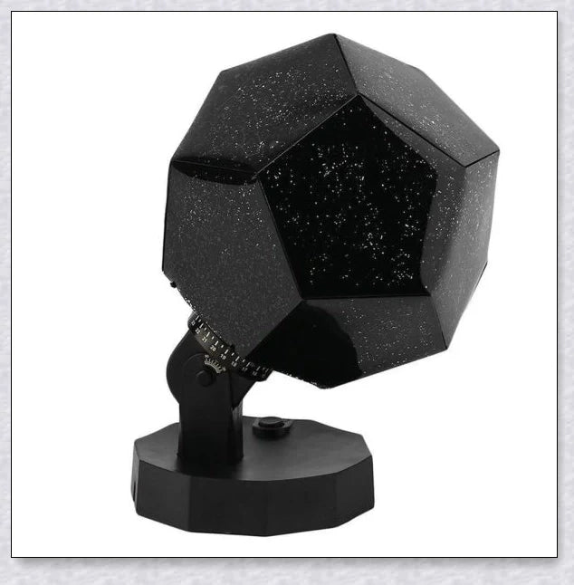 Enchanting star projector lamp casting a mesmerising galaxy display on the walls and ceiling of a bedroom
